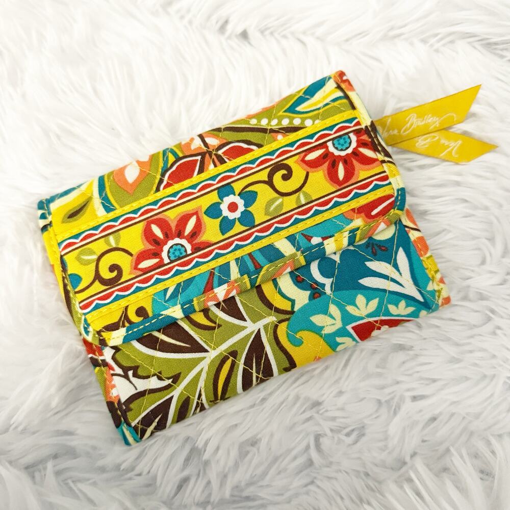 VERA BRADLEY | Provencal Euro Wallet Yellow Teal Red Multi Paisley Tri-fold